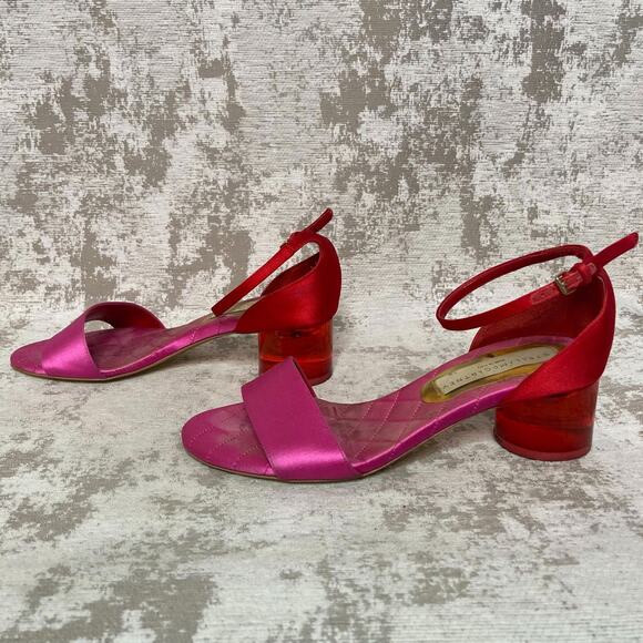 Stella McCartney Satin Lucite Heel Sandals in Pink/Red - Picture 4 of 8